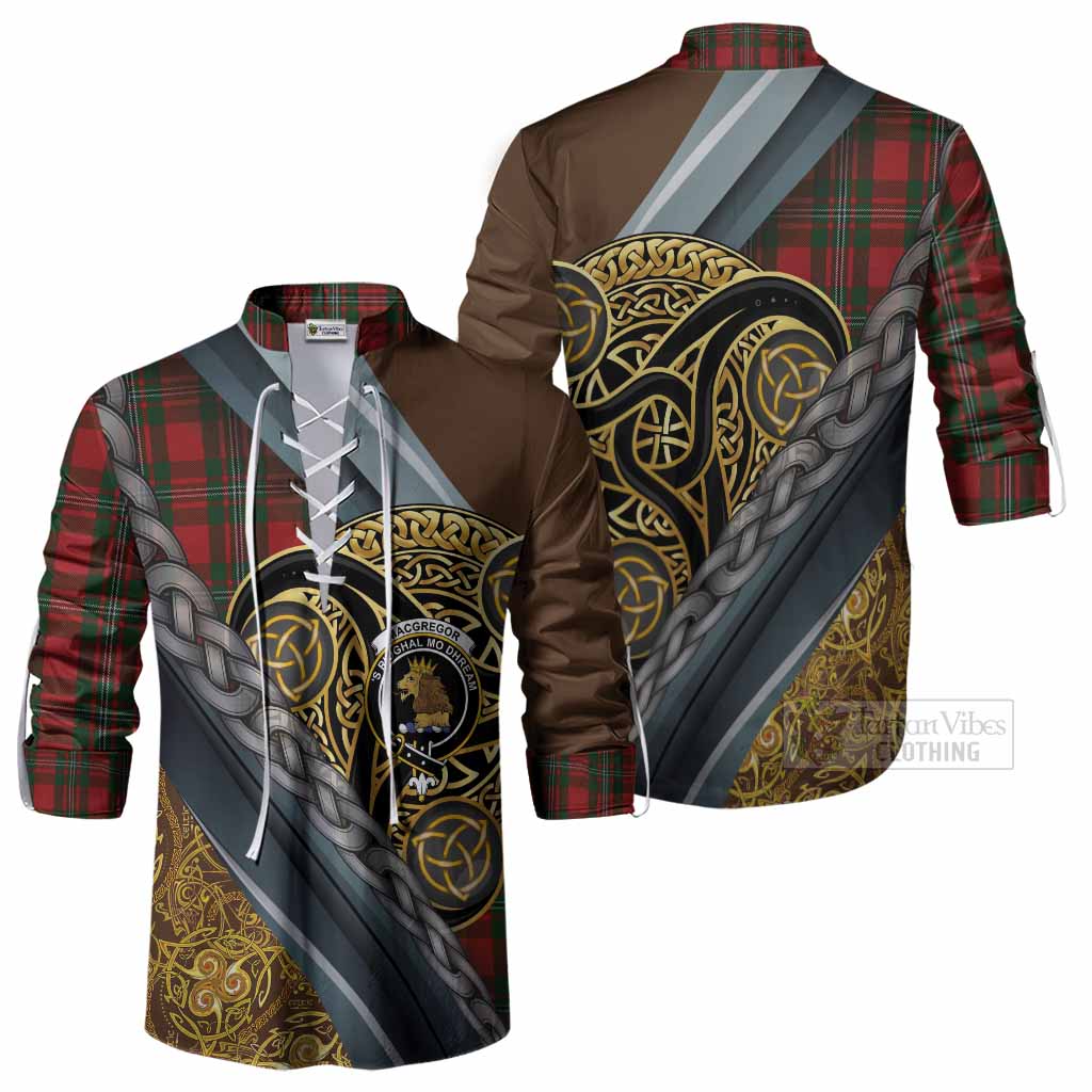 MacGregor (McGregor) Tartan Crest Ghillie Shirt Scottish Triskele Celtic