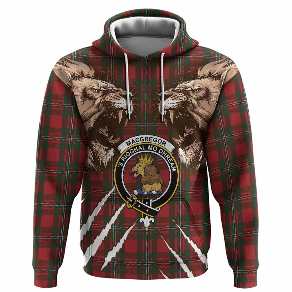 MacGregor (McGregor) Tartan Crest Hoodie Ferocious Lion Style