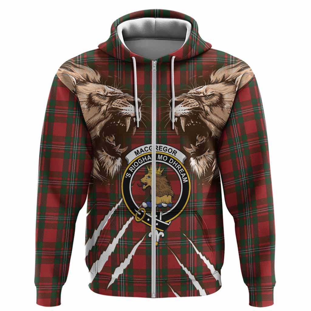 MacGregor (McGregor) Tartan Crest Hoodie Ferocious Lion Style