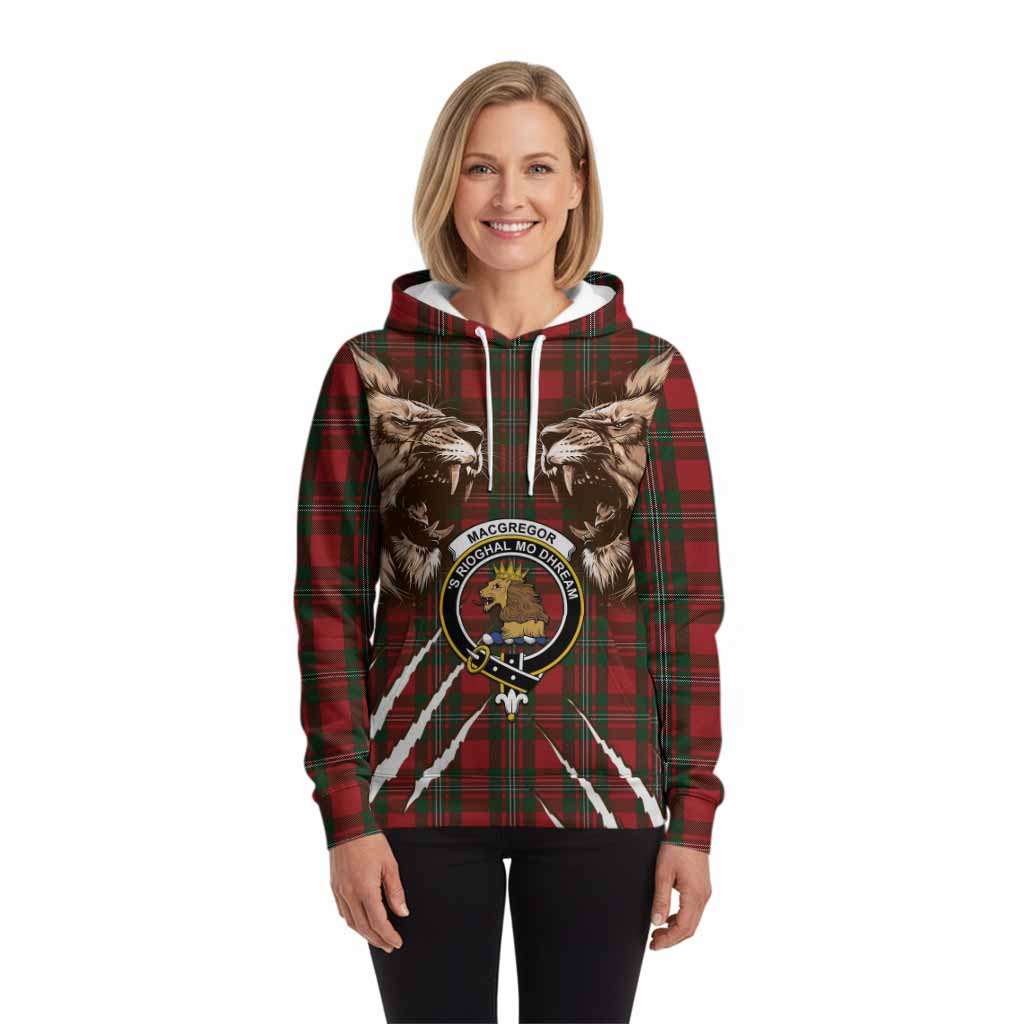 MacGregor (McGregor) Tartan Crest Hoodie Ferocious Lion Style
