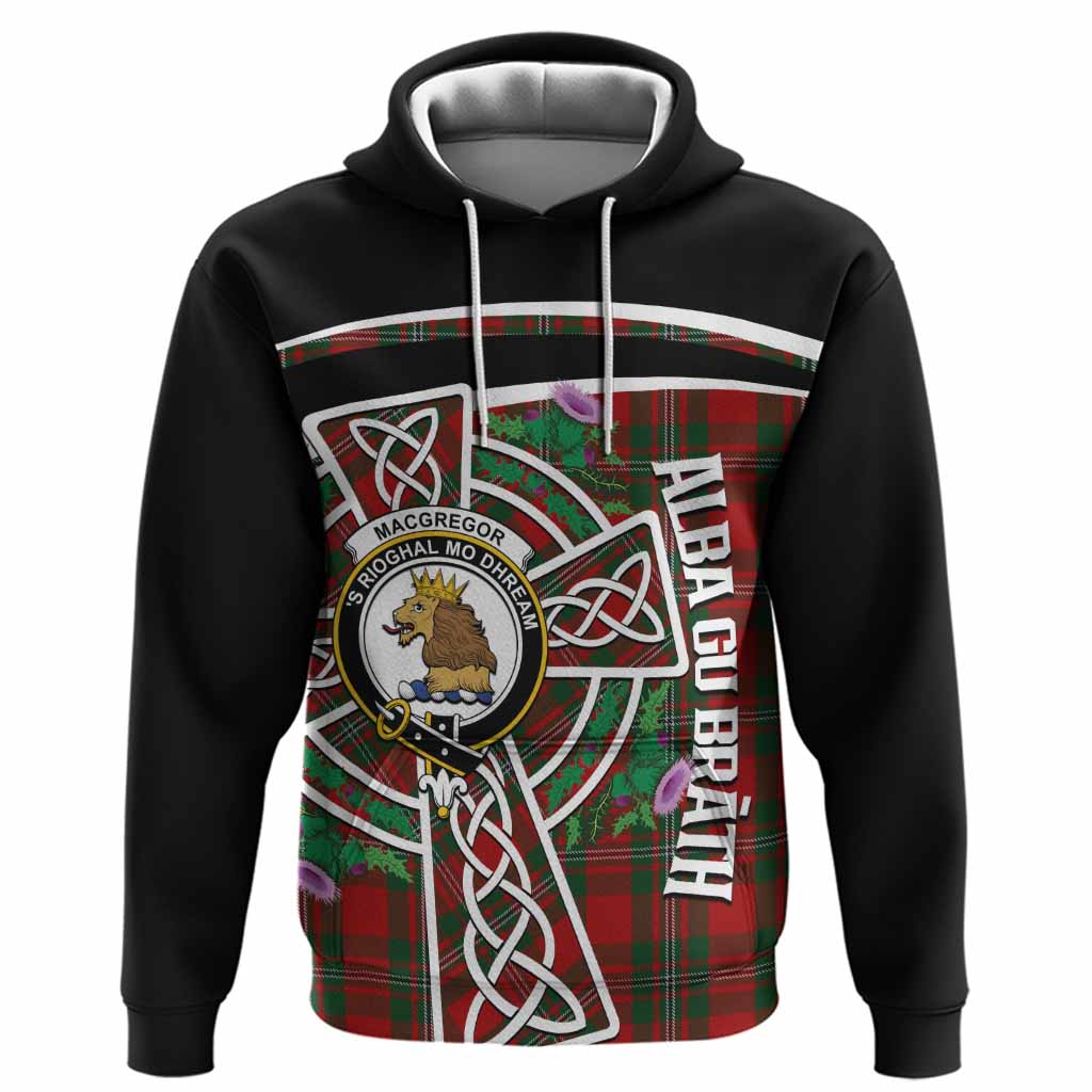 MacGregor (McGregor) Tartan Crest Hoodie Scottish Thistle Celtic Cross Alba Gu Brath