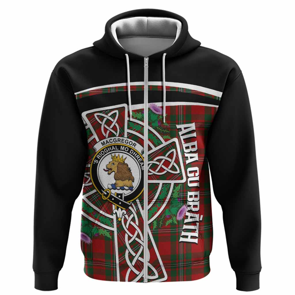 MacGregor (McGregor) Tartan Crest Hoodie Scottish Thistle Celtic Cross Alba Gu Brath