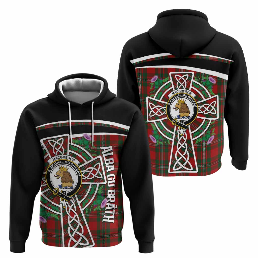 MacGregor (McGregor) Tartan Crest Hoodie Scottish Thistle Celtic Cross Alba Gu Brath