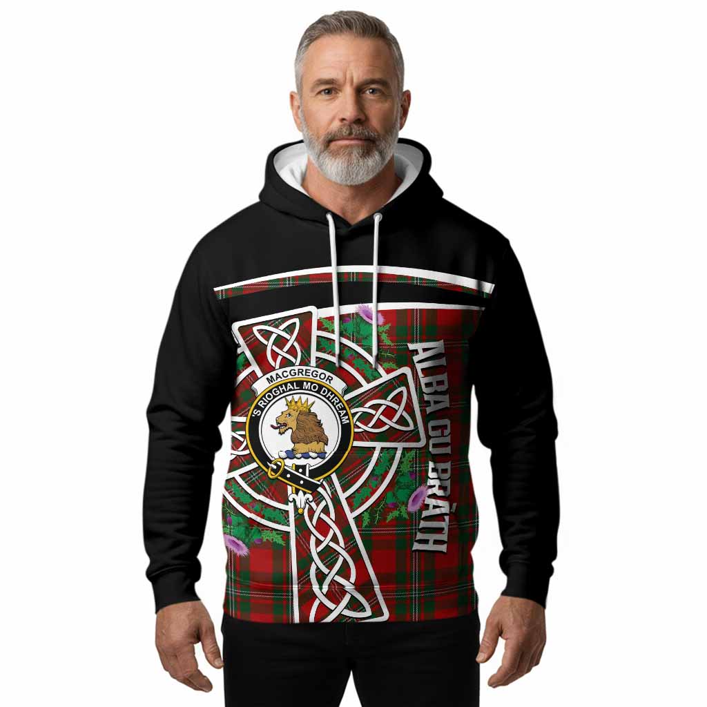 MacGregor (McGregor) Tartan Crest Hoodie Scottish Thistle Celtic Cross Alba Gu Brath