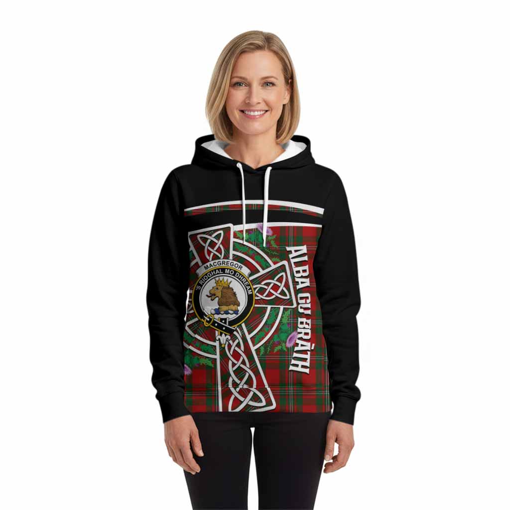 MacGregor (McGregor) Tartan Crest Hoodie Scottish Thistle Celtic Cross Alba Gu Brath