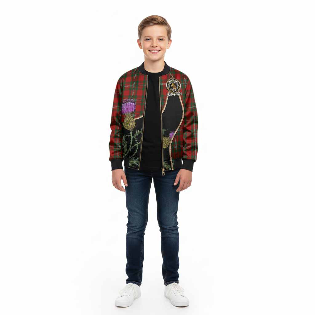 MacGregor (McGregor) Tartan Crest Kid Bomber Jacket Scottish Thistle Spirit - Tartan Vibes Clothing