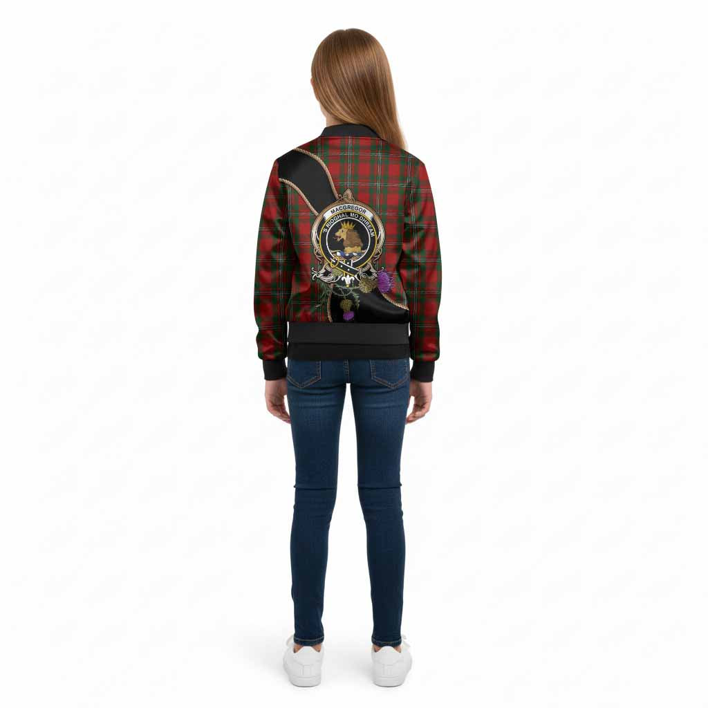 MacGregor (McGregor) Tartan Crest Kid Bomber Jacket Scottish Thistle Spirit - Tartan Vibes Clothing