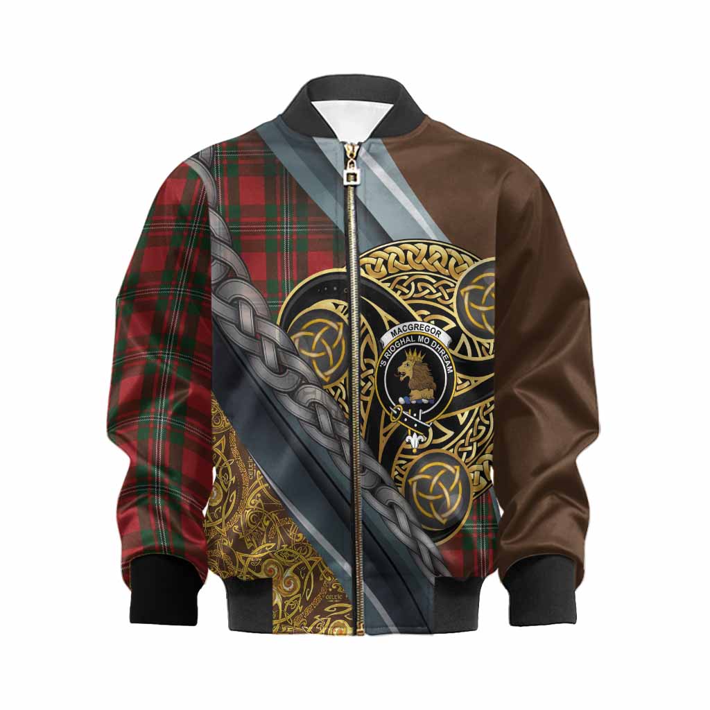 MacGregor (McGregor) Tartan Crest Kid Bomber Jacket Scottish Triskele Celtic Kid XS - Tartan Vibes Clothing