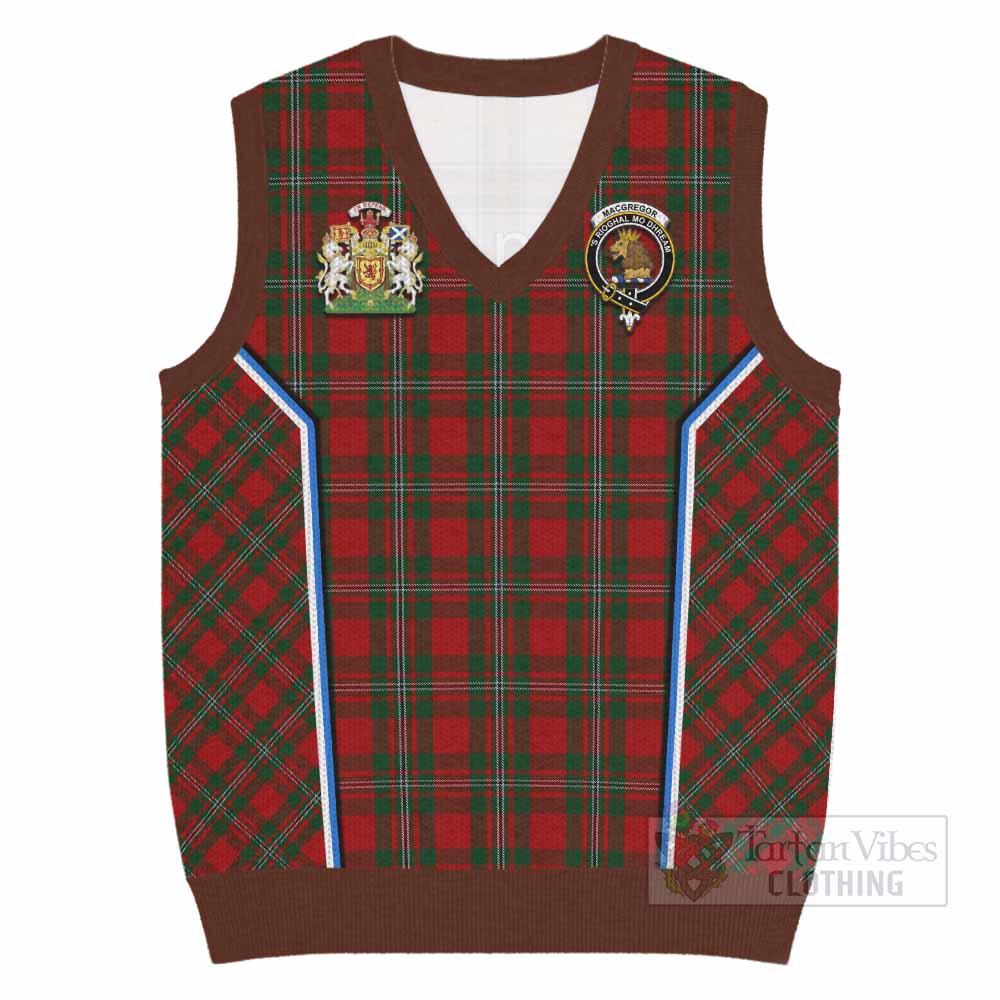 MacGregor (McGregor) Tartan Crest Knitted V-Neck Vest Scotland Coat of Arm Flag Style - Tartan Vibes Clothing