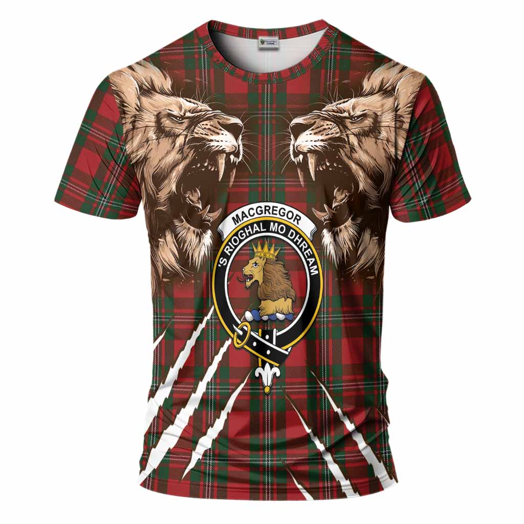 MacGregor (McGregor) Tartan Crest T-Shirt Ferocious Lion Style