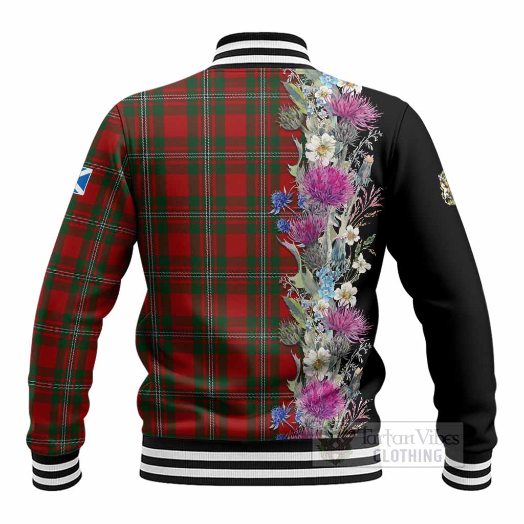 MacGregor (McGregor) Tartan Crest Thistle Floral Baseball Jacket - Tartan Vibes Clothing