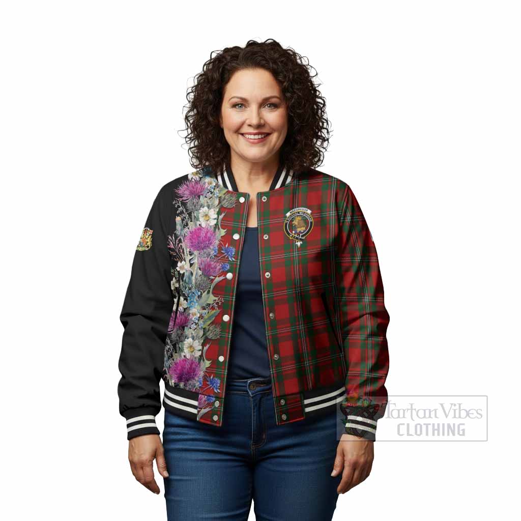 MacGregor (McGregor) Tartan Crest Thistle Floral Baseball Jacket - Tartan Vibes Clothing
