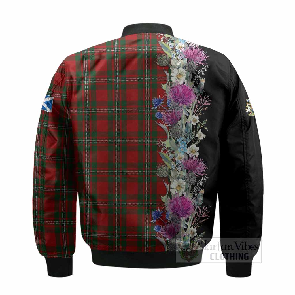 MacGregor (McGregor) Tartan Crest Thistle Floral Bomber Jacket - Tartan Vibes Clothing