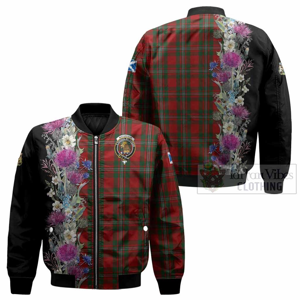 MacGregor (McGregor) Tartan Crest Thistle Floral Bomber Jacket - Tartan Vibes Clothing