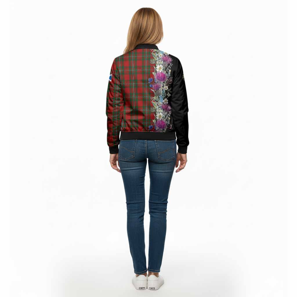 MacGregor (McGregor) Tartan Crest Thistle Floral Bomber Jacket - Tartan Vibes Clothing