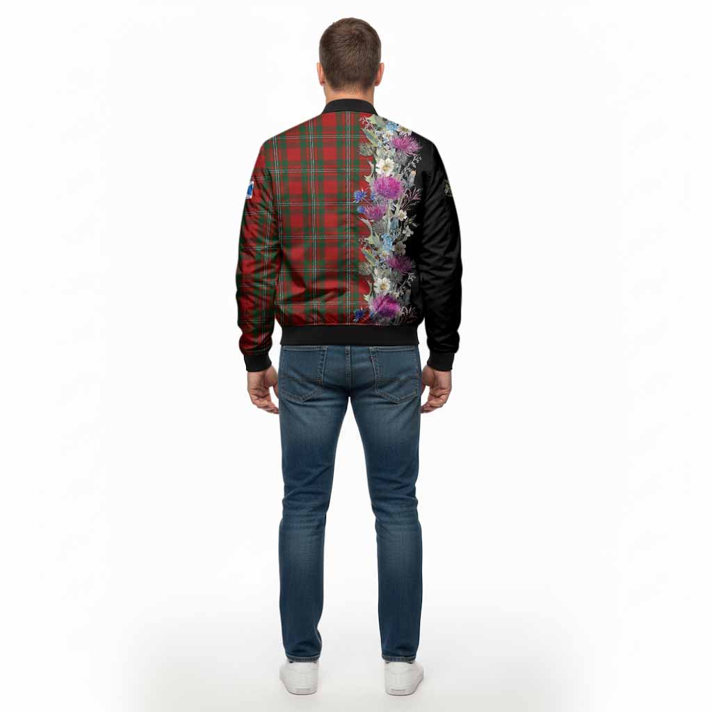 MacGregor (McGregor) Tartan Crest Thistle Floral Bomber Jacket - Tartan Vibes Clothing