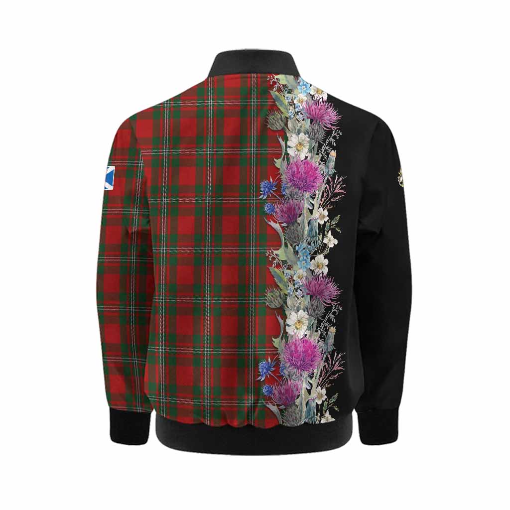 MacGregor (McGregor) Tartan Crest Thistle Floral Kid Bomber Jacket Kid - Tartan Vibes Clothing