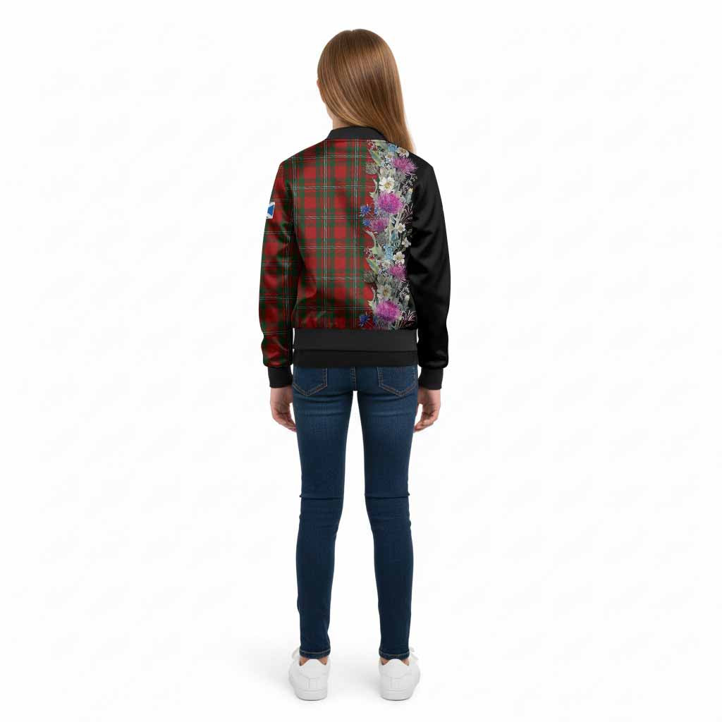 MacGregor (McGregor) Tartan Crest Thistle Floral Kid Bomber Jacket - Tartan Vibes Clothing