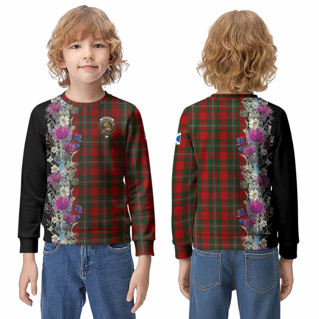 MacGregor (McGregor) Tartan Crest Thistle Floral Kid Knitted Sweatshirt - Tartan Vibes Clothing