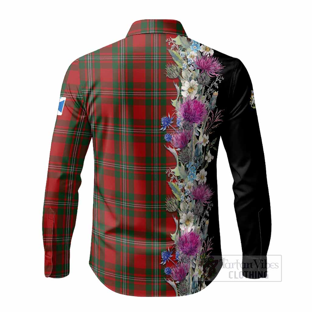 MacGregor (McGregor) Tartan Crest Thistle Floral Long Sleeve Button Shirts - Tartan Vibes Clothing