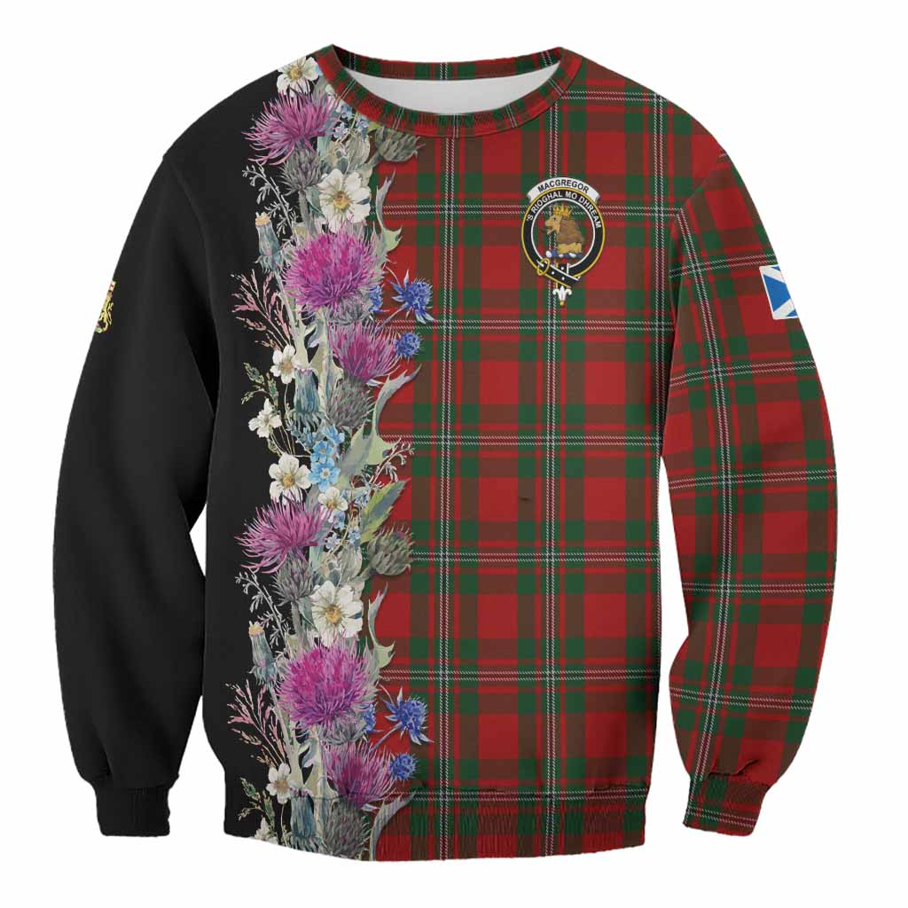 MacGregor (McGregor) Tartan Crest Thistle Floral Sweatshirt Unisex - Tartan Vibes Clothing
