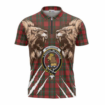 MacGregor (McGregor) Tartan Crest Zipper Polo Shirt Ferocious Lion Style