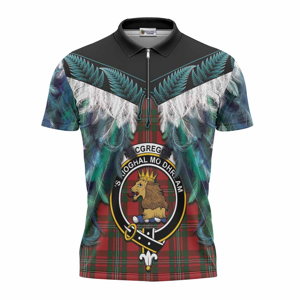MacGregor (McGregor) Tartan Crest Zipper Polo Shirt New Zealand Maori Korowai Cloak
