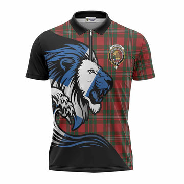 MacGregor (McGregor) Tartan Crest Zipper Polo Shirt Scottish Golden Lions Wave Flow