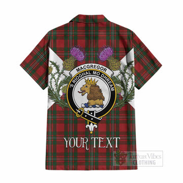 MacGregor (McGregor) Tartan Family Crest Cotton Hawaiian Shirt Scottish Burns Night Thistle Floral