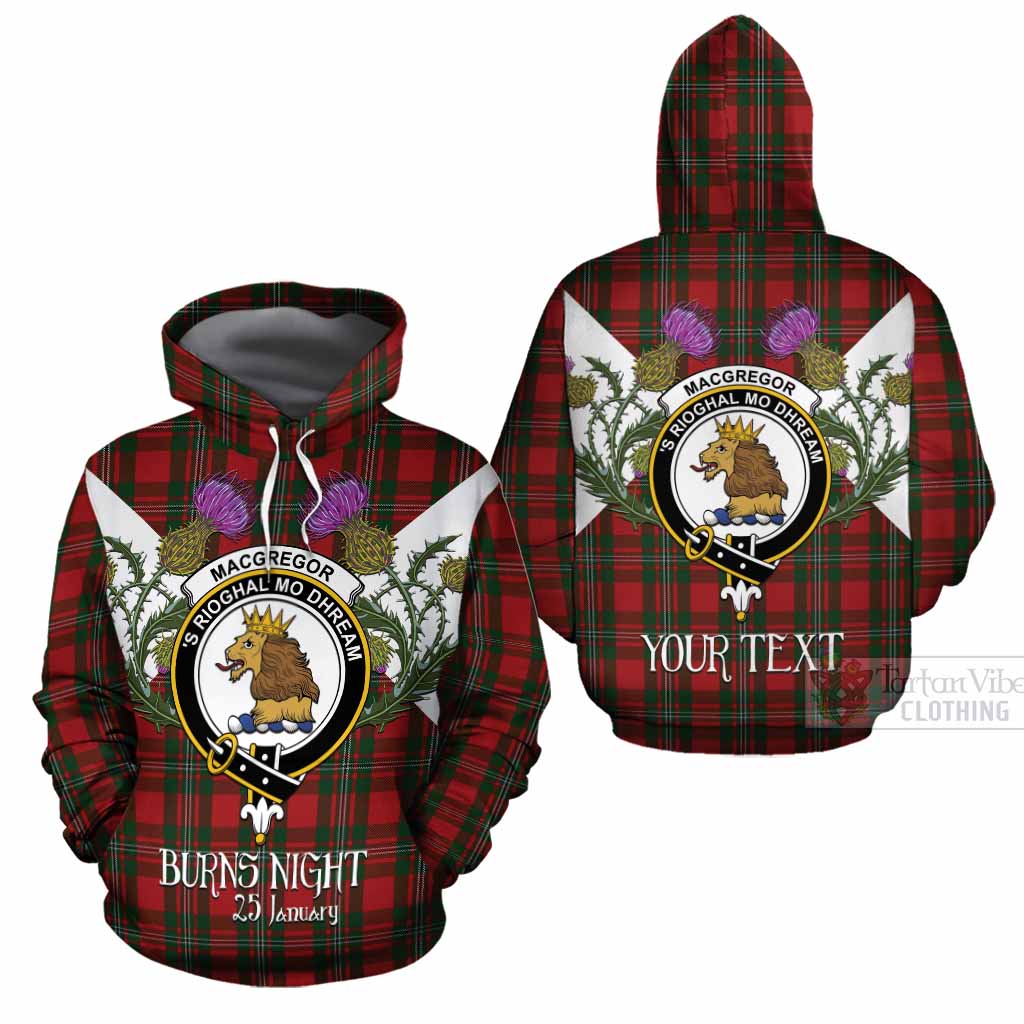MacGregor (McGregor) Tartan Family Crest Cotton Hoodie Scottish Burns Night Thistle Floral