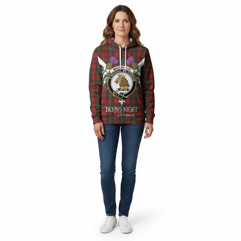 MacGregor (McGregor) Tartan Family Crest Cotton Hoodie Scottish Burns Night Thistle Floral