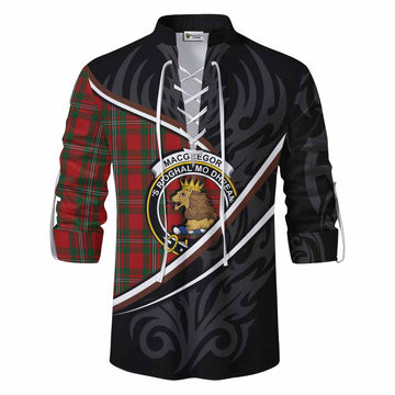 MacGregor (McGregor) Tartan Family Crest Ghillie Kilt Shirt Celtic Scottish Thistle Floral