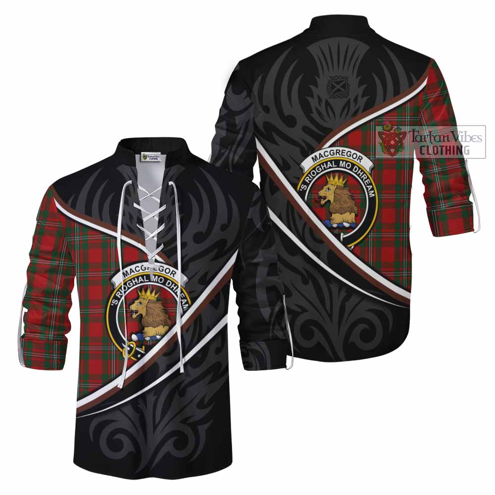 MacGregor (McGregor) Tartan Family Crest Ghillie Kilt Shirt Celtic Scottish Thistle Floral - Tartan Vibes Clothing