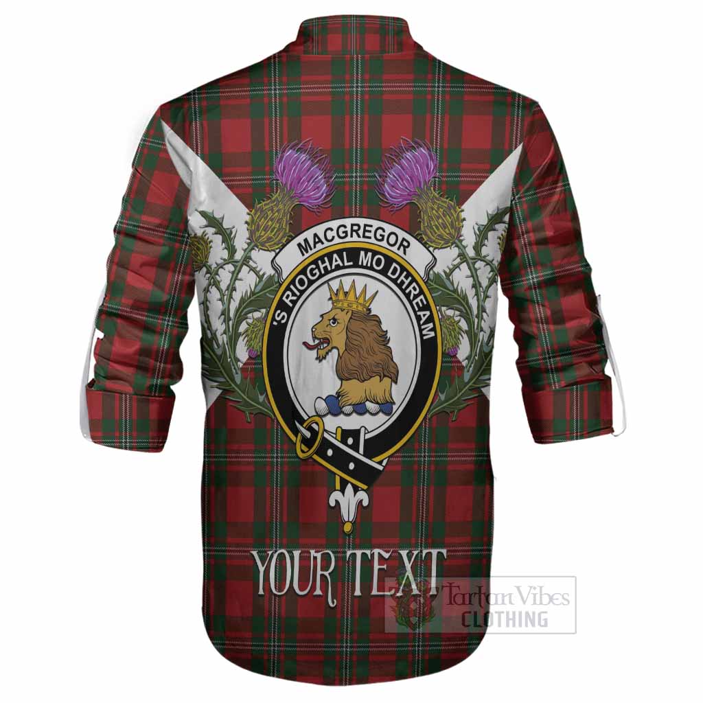 MacGregor (McGregor) Tartan Family Crest Ghillie Shirt Scottish Burns Night Thistle Floral