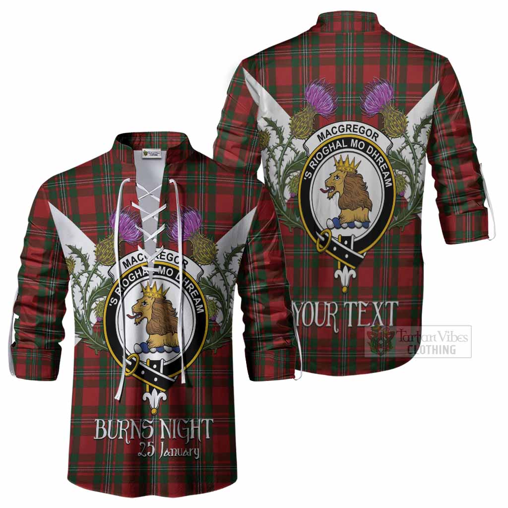 MacGregor (McGregor) Tartan Family Crest Ghillie Shirt Scottish Burns Night Thistle Floral