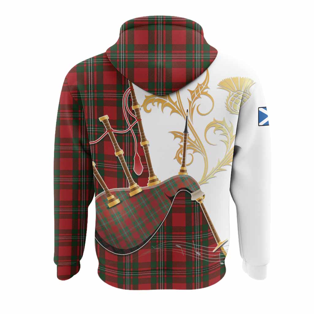 MacGregor (McGregor) Tartan Family Crest Hoodie Bagpipes with Scottish Thistle