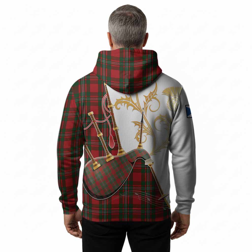 MacGregor (McGregor) Tartan Family Crest Hoodie Bagpipes with Scottish Thistle