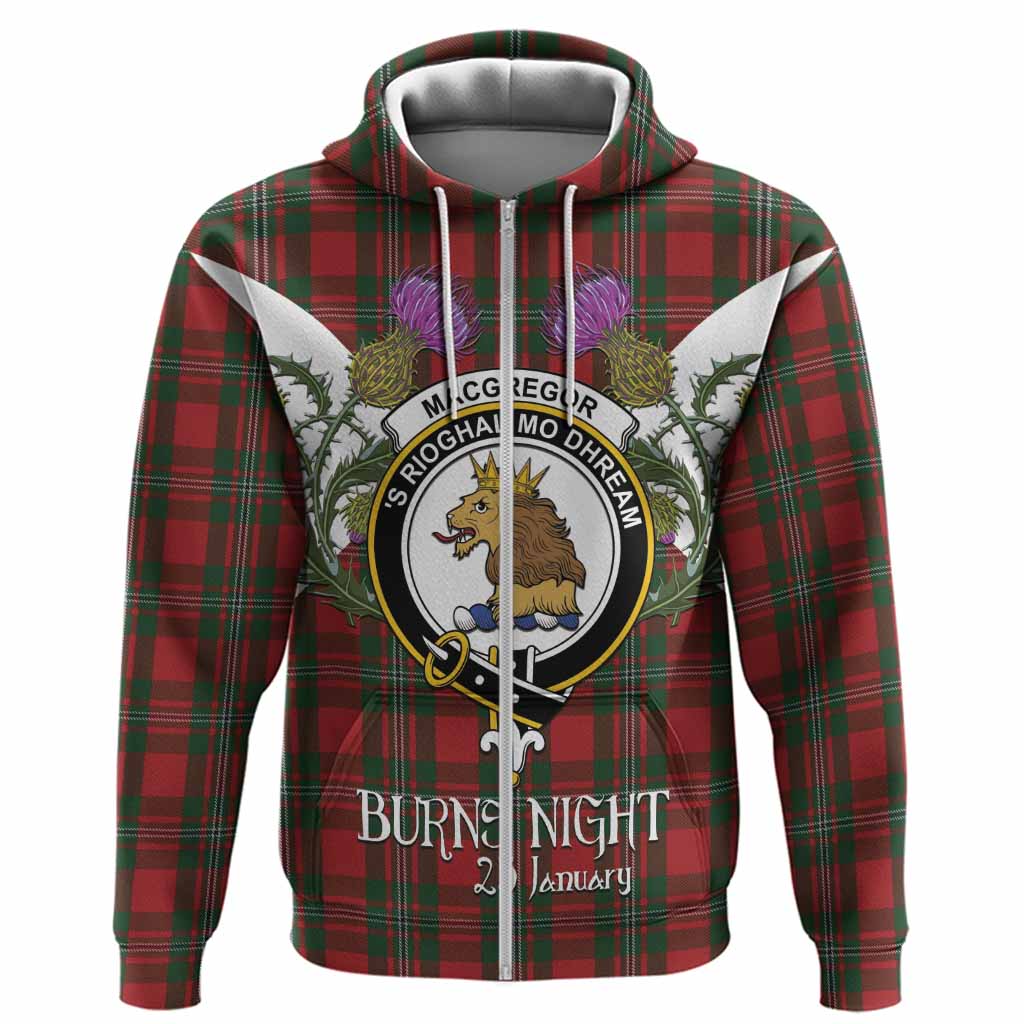 MacGregor (McGregor) Tartan Family Crest Hoodie Scottish Burns Night Thistle Floral