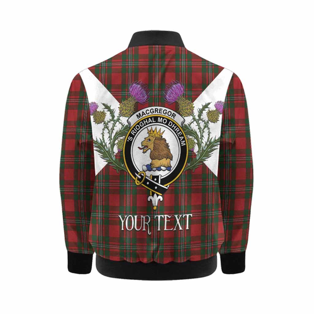 MacGregor (McGregor) Tartan Family Crest Kid Bomber Jacket Scottish Burns Night Thistle Floral