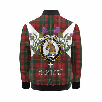 MacGregor (McGregor) Tartan Family Crest Kid Bomber Jacket Scottish Burns Night Thistle Floral