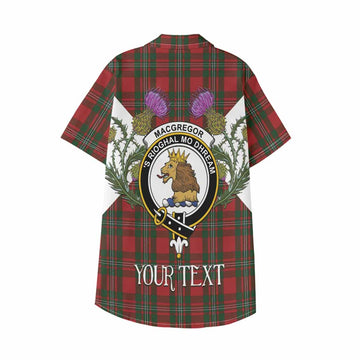 MacGregor (McGregor) Tartan Family Crest Kid Hawaiian Shirt Scottish Burns Night Thistle Floral