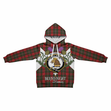 MacGregor (McGregor) Tartan Family Crest Kid Hoodie Scottish Burns Night Thistle Floral