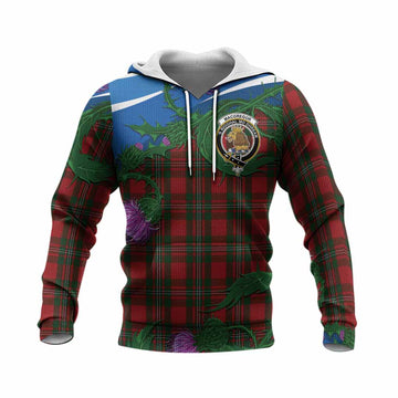 MacGregor (McGregor) Tartan Family Crest Knitted Hoodie Thistle in Minimalism