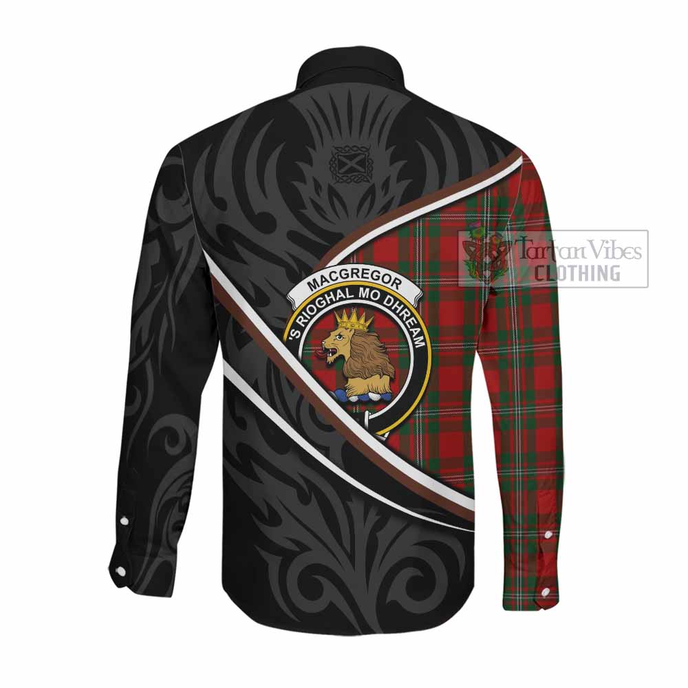 MacGregor (McGregor) Tartan Family Crest Long Sleeve Button Shirts Celtic Scottish Thistle Floral - Tartan Vibes Clothing