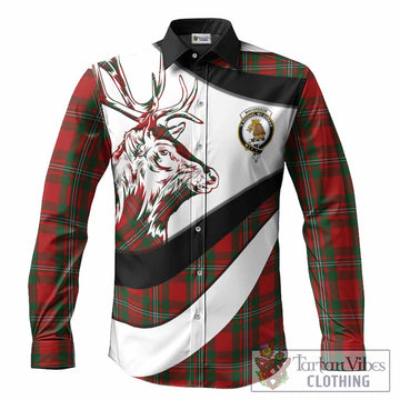 MacGregor (McGregor) Tartan Family Crest Long Sleeve Button Shirts Scottish Red Deer Curves Style