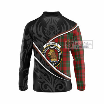 MacGregor (McGregor) Tartan Family Crest Long Sleeve Polo Shirt Celtic Scottish Thistle Floral