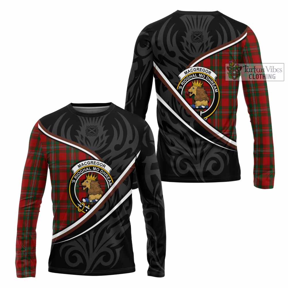 MacGregor (McGregor) Tartan Family Crest Long Sleeve T-Shirt Celtic Scottish Thistle Floral - Tartan Vibes Clothing