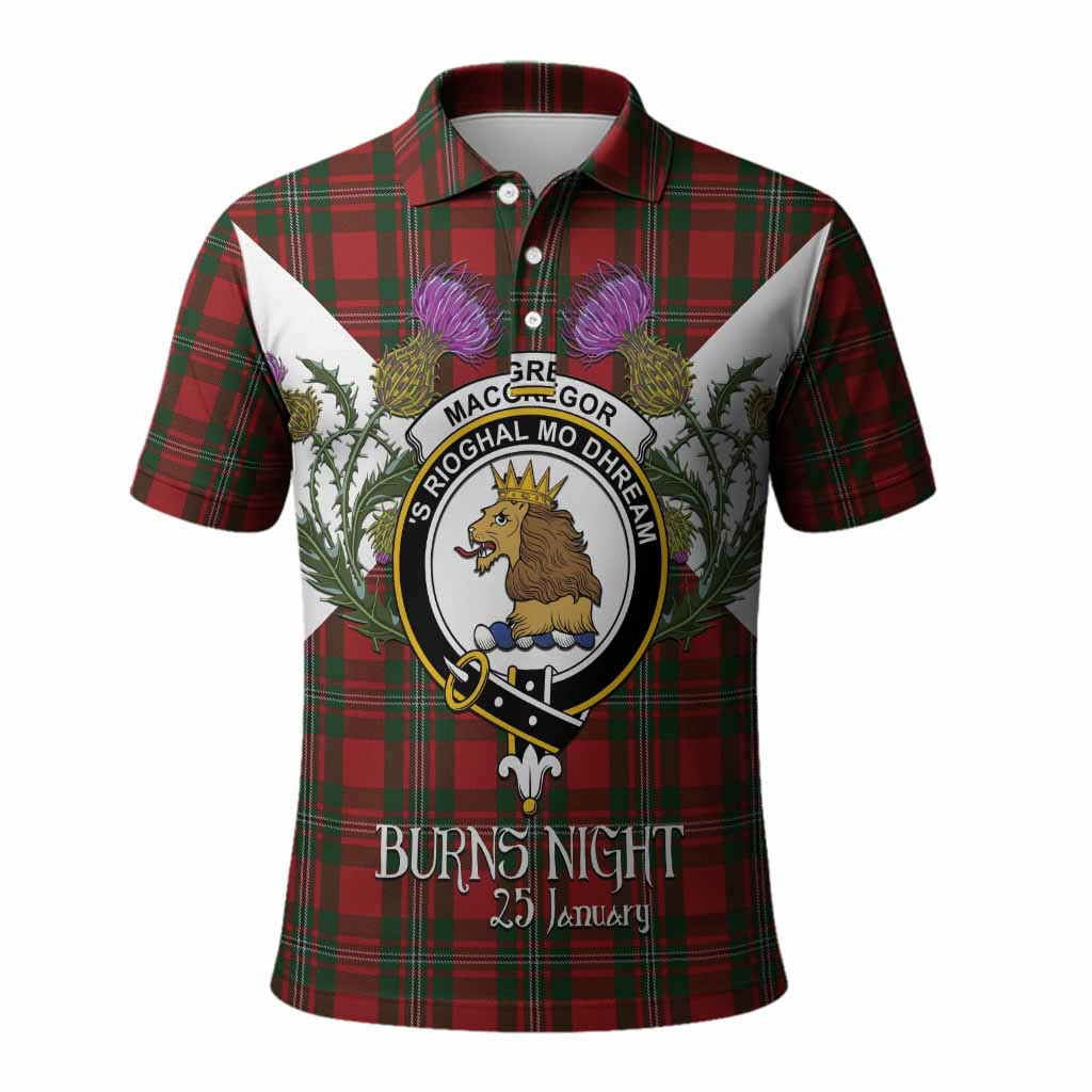 MacGregor (McGregor) Tartan Family Crest Polo Shirt Scottish Burns Night Thistle Floral