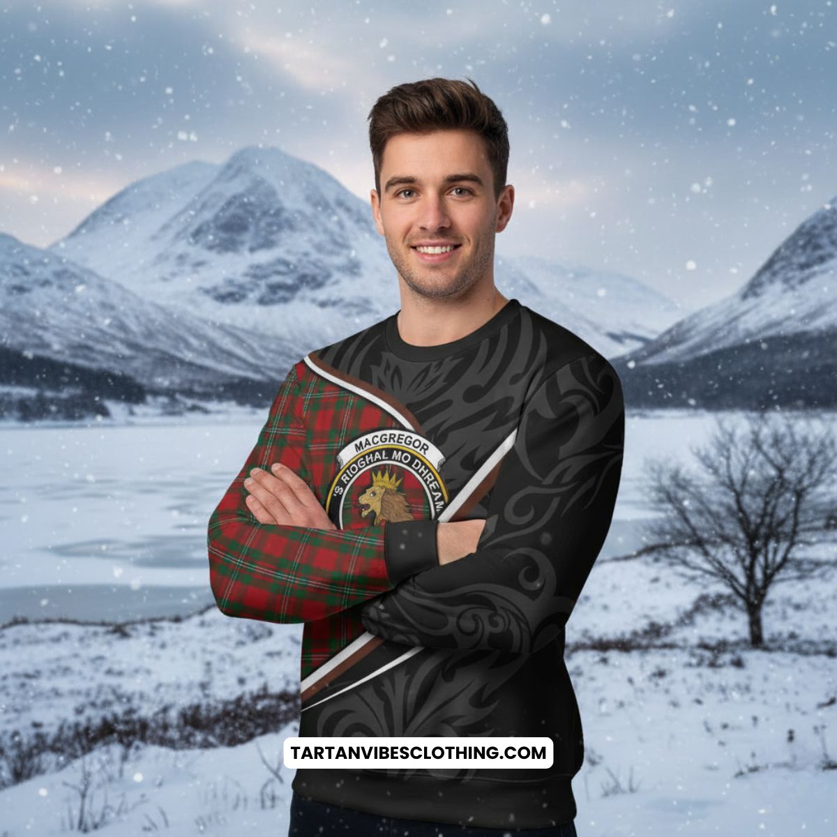 MacGregor (McGregor) Tartan Family Crest Sweatshirt Celtic Scottish Thistle Floral