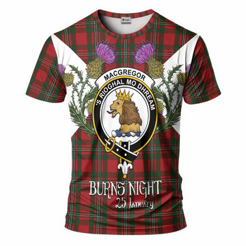 MacGregor (McGregor) Tartan Family Crest T-Shirt Scottish Burns Night Thistle Floral